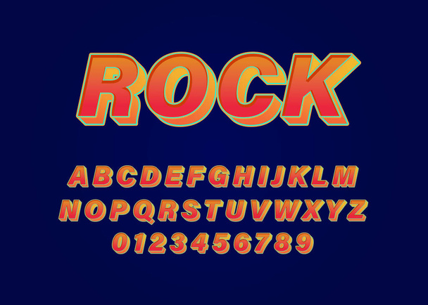 Retro font alphabet for rock music album, set of number and alphabet with retro vintage style for music album, typography, poster. - Vector, Image