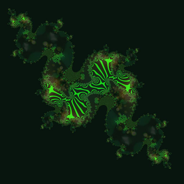 Yaprak damarlarının karmaşık koyu yeşil fraktal desenli bir arka planda tasarımı - Fotoğraf, Görsel