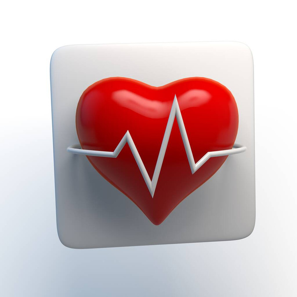 Heart rate icon. 3d illustration. - Photo, Image