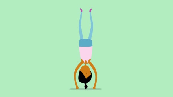Animacja grafiki ruchu kobiety ćwiczącej jogę. Luźny. 4K. Zawiera maskę dla przejrzystości. - Materiał filmowy, wideo