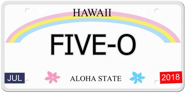 Placa de licença do Havaí Five-O
 - Foto, Imagem