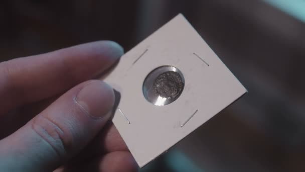 Römische Münze aus nächster Nähe - Filmmaterial, Video