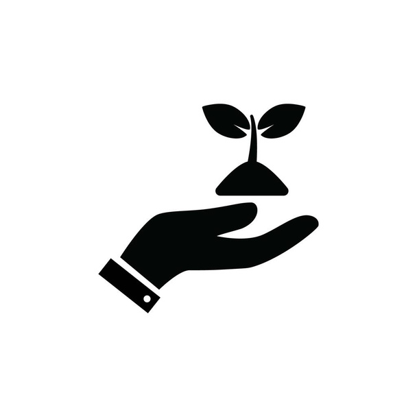 Hand omhoog houden van een sprout icoon - Vector, afbeelding