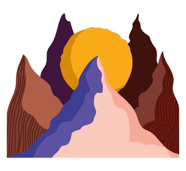 абстрактне ландшафтне сонце з вершинами Альпи мінімальна сцена
 - Вектор, зображення