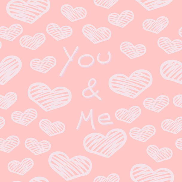 You and Me pattern pink heart - Photo, Image