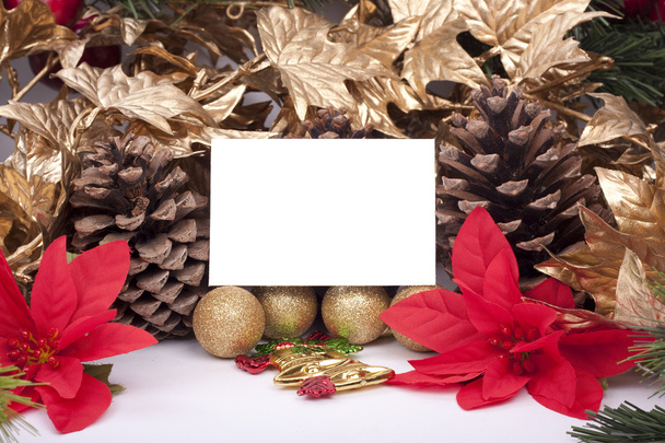 Christmas decorations with blank card - Photo, Image