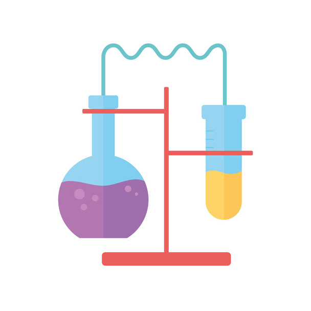 experimento de laboratório de química com tubos de ensaio ciência estilo plano - Vetor, Imagem