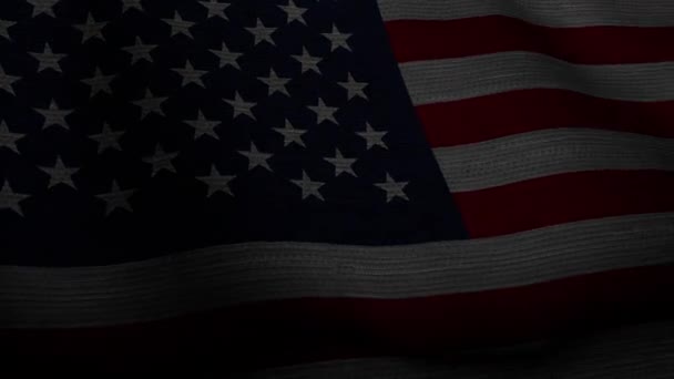 Amerikan yhdysvaltojen lippu liehuu tasaisessa tuulessa. - Materiaali, video