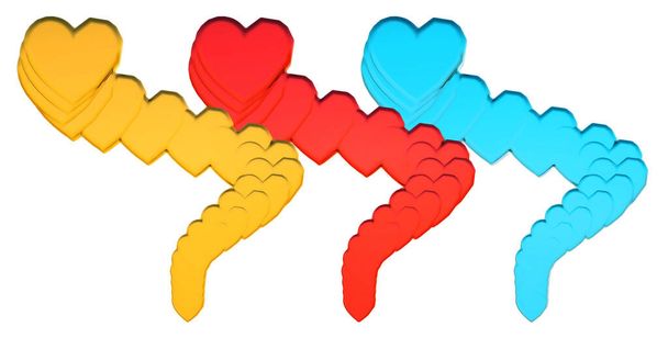 3D Illustration Romantic Fun Hearts Background - Foto, imagen