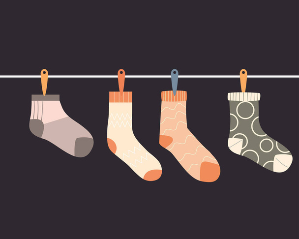 vier Socken hängen Vektor-Design - Vektor, Bild