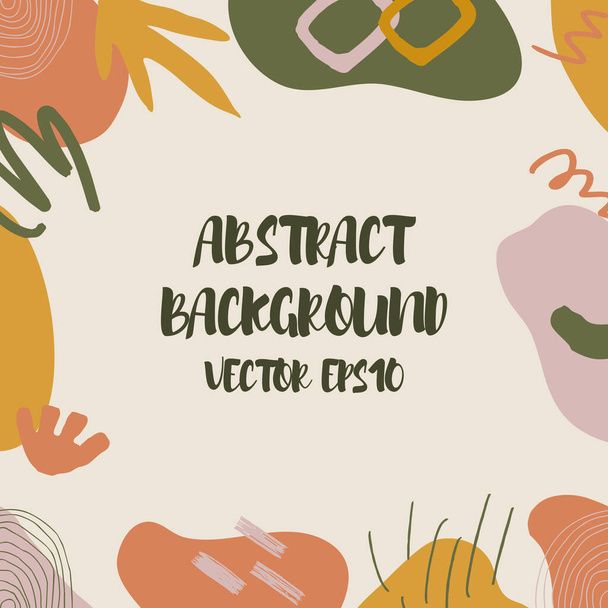 Abstract background in trendy style with botanical and geometric elements, textures. Natural pastel colours. . Vector illustration. Design for social media posts or web banners. - Vector, Image