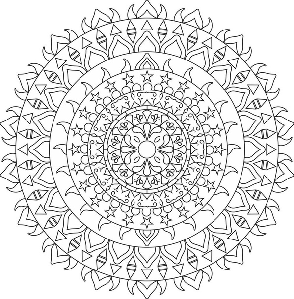 Mandala artistico estilo incaico con formas simetricas de color negro - Vetor, Imagem