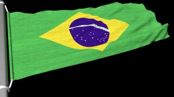 Le drapeau du Brésil flotte dans un courant constant de vent. - Séquence, vidéo