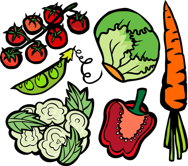 super zdravé zeleninové sada - Vektor, obrázek
