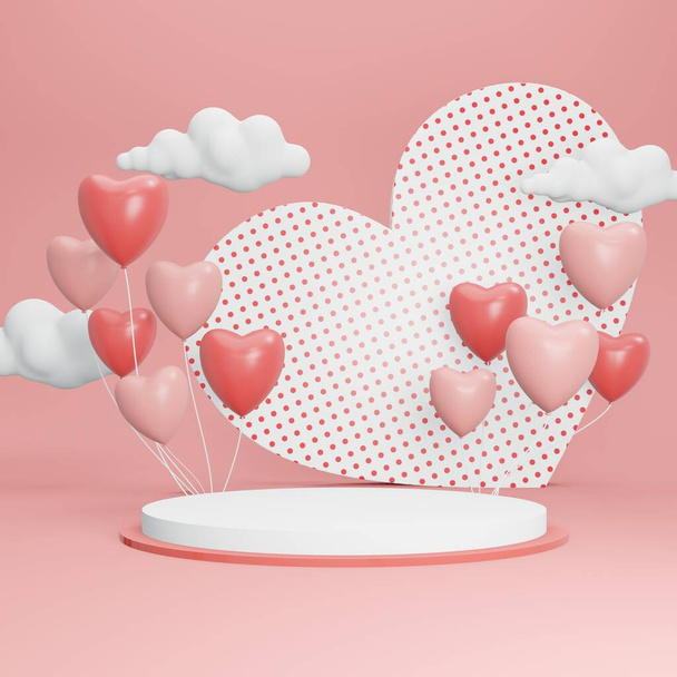 Sevgililer Günü için 3D podyum. ekran ve ürün için soyut sahne - Fotoğraf, Görsel