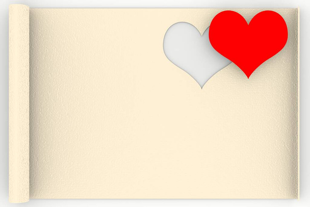 3D illustration. Love heart greeting card background. Space for text in love and Valentine's Day - Photo, Image