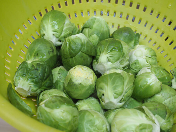 spruiten kool groenten vegetarisch voedsel (wetenschappelijke naam Brassica oleracea) - Foto, afbeelding