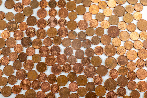 texture with euro cent coins of different denominations - Photo, image