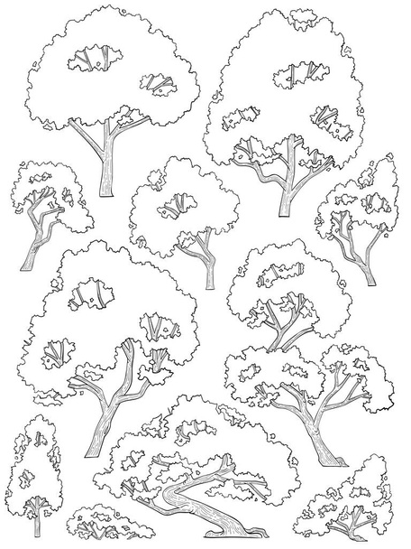 hand drawn side view tree vector set. - Vector, Image