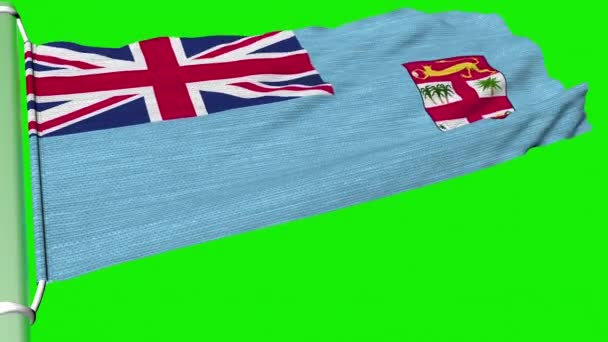 La bandera de Fiyi ondeaba en una fuerza continua del viento. - Imágenes, Vídeo
