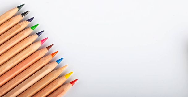Colored pencils, isolated on white background. - Φωτογραφία, εικόνα