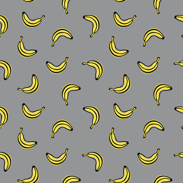 Bezproblémový vektorový vzorec banánů. Tropické ovoce klidné barevné pozadí. Ultimate Gray and Illuminating - barvy roku2021. Pantone 17-5104 a 13-0647. - Vektor, obrázek