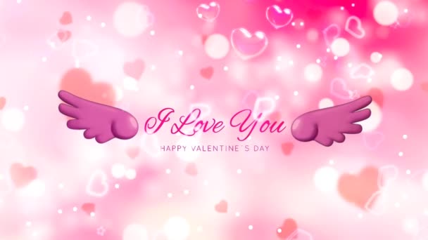 Valentines Day Greeting 4K Animation. Beautiful Proposal background with I Love You text, Romantic colorful flying hearts . Animated background for Romance, love, marriage, valentines day. - Footage, Video