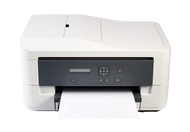printer- en papieropties geïsoleerd op witte achtergrond - Foto, afbeelding