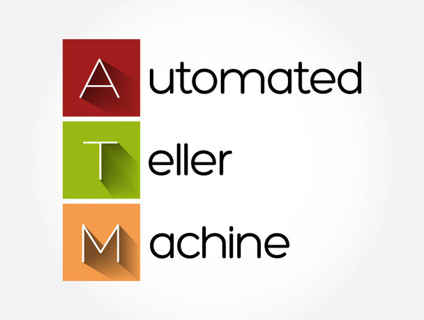 ATM - Automated Teller Machine acronym, concept background - Vector, Image