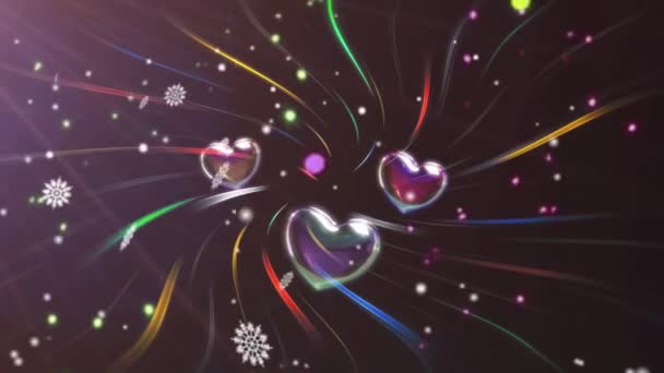 Sevgililer Günü 4K Animasyonu. Güzel Kalp ve Aşk arka planı 3D kusursuz sahne. Romantik renkli parıldayan kalpler. Romantizm, aşk, evlilik, sevgililer günü için animasyon geçmişi. - Video, Çekim
