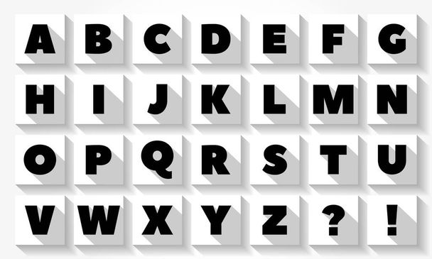 Flat Design Letters, icons alphabet with long shadow, concept background - Вектор,изображение