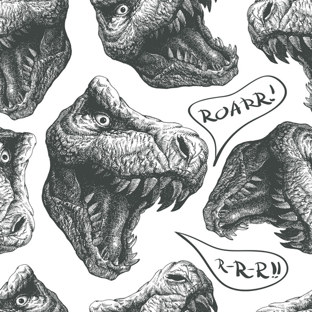 бесшовный рисунок динозавра каракули. eps8
 - Вектор,изображение