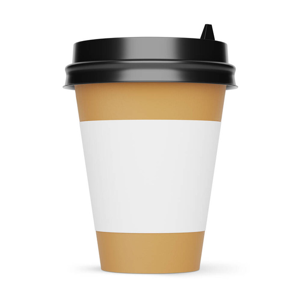 coffee cup with a lid mockup. Isolated on white background with clipping path. 3D illustration - Valokuva, kuva