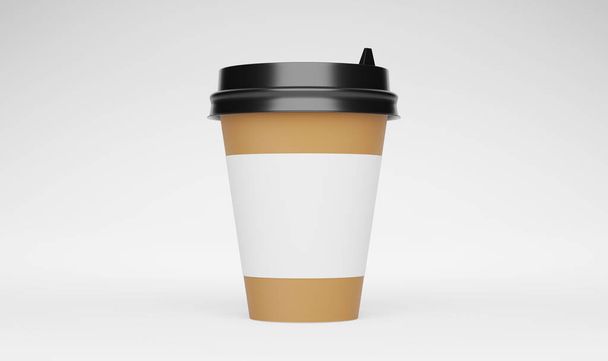 coffee cup with a lid mockup. Isolated on white background with clipping path. 3D illustration - Fotografie, Obrázek