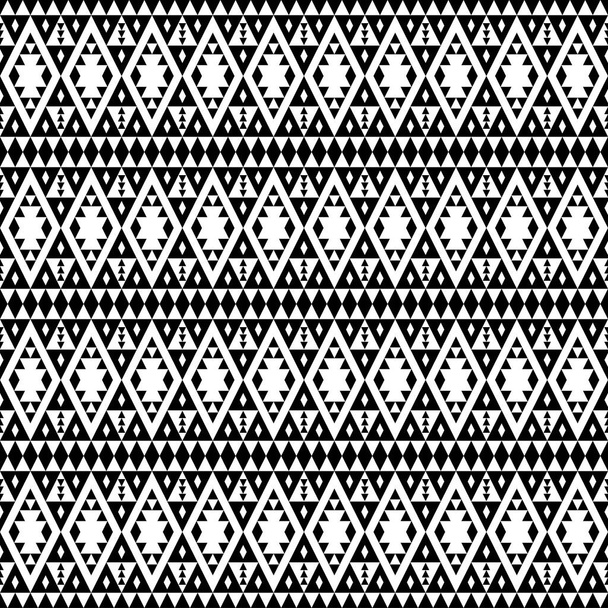 Diseño geométrico del patrón sin costuras étnicas aztecas Ikat en color blanco y negro. Ilustración étnica vector - Vector, imagen