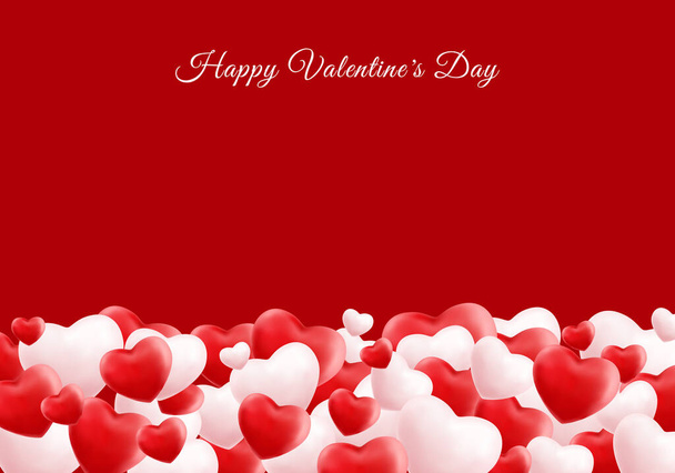 Boldog Valentin-napot 3D realisztikus piros-fehér sok szív helyet a szöveget. Használhatja üdvözlő kártya, banner web, meghívó, poszter, prospektus, stb. Vektorillusztráció - Vektor, kép