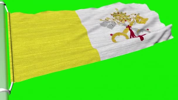 Vlajka Vatikánu vlaje v nepřetržitém proudu větru. - Záběry, video