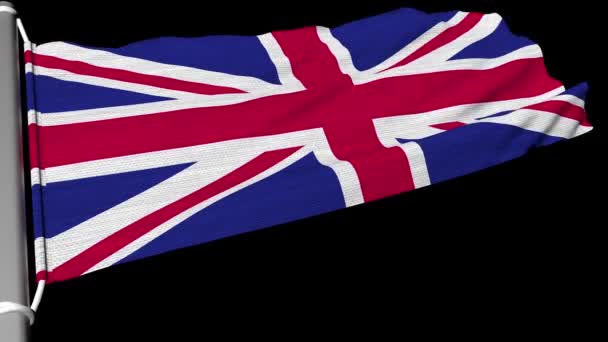Η σημαία του Ηνωμένου Βασιλείου κυμάτιζε σε ένα σταθερό ρεύμα ανέμου. - Πλάνα, βίντεο