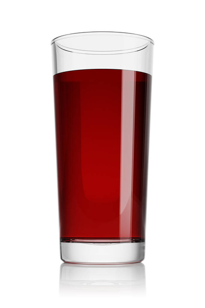 Egy pohár vörös cseresznye lé, fehér alapon izolálva. 3D-s renderelés illusztráció. - Fotó, kép