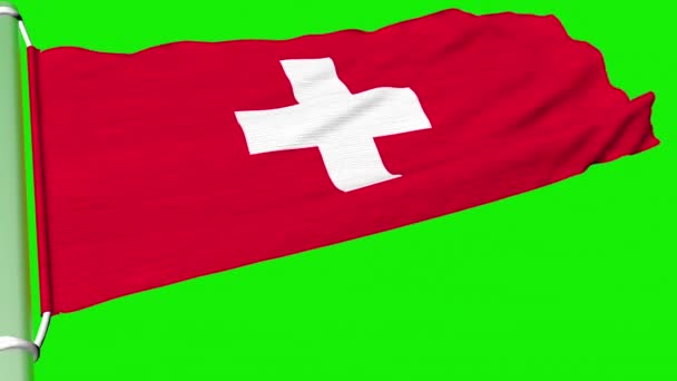 Le drapeau de la Suisse flotte dans l'air qui coule constamment. - Séquence, vidéo