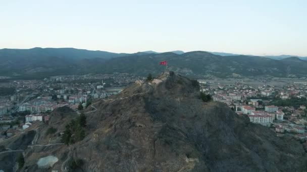Vista aérea do Castelo de Kandiber em Corum. Filmagem 4K na Turquia - Filmagem, Vídeo