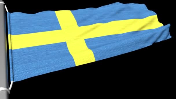 Le drapeau de la Suède flotte dans un courant constant de vent. - Séquence, vidéo