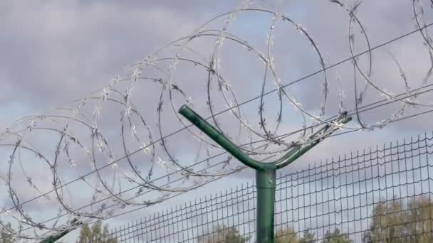 barbed wire fence at the state border - Footage, Video
