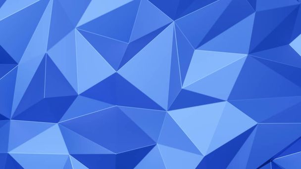Triángulo azul polígono bajo. Rosa geométrica triangular poligonal. Fondo abstracto de mosaico. Ilustración de representación 3D. - Foto, Imagen