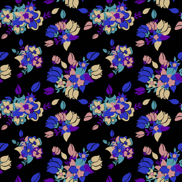 Elegant seamless pattern with decorative flowers, design elements. Floral  pattern for invitations, cards, print, gift wrap, manufacturing, textile, fabric, wallpapers - Vetor, Imagem