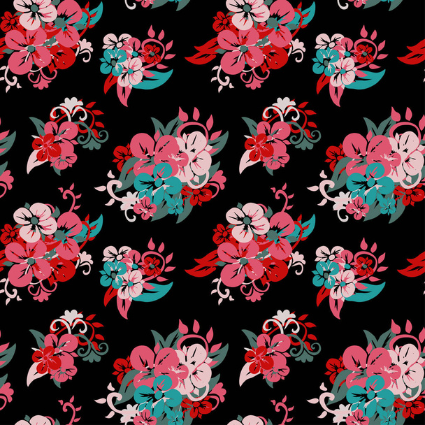 Elegant seamless pattern with decorative flowers, design elements. Floral  pattern for invitations, cards, print, gift wrap, manufacturing, textile, fabric, wallpapers - Vector, imagen