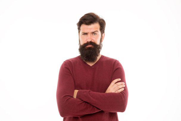 Hip and stylish. beard hair care. brutal man isolated on white. mature bearded man. serious hipster with moustache and beard. hairdresser salon. hipster after barbershop. male fashion and beauty - Fotografie, Obrázek
