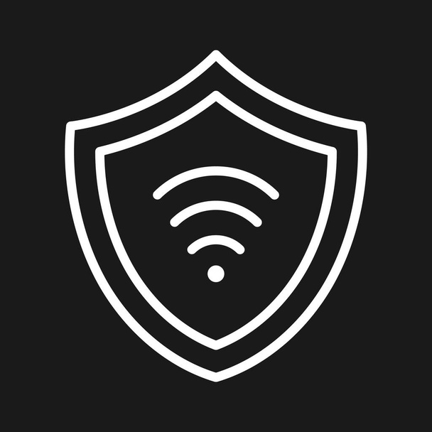 Wifi, ochrana, zabezpečení, vektor ikony štítu. Lze také použít pro zabezpečení internetu. Vhodné pro použití na webových aplikacích, mobilních aplikacích a tiskových médiích. - Vektor, obrázek