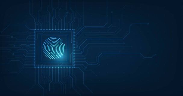 vector abstract security system concept with fingerprint on technology background. - Vector, Image