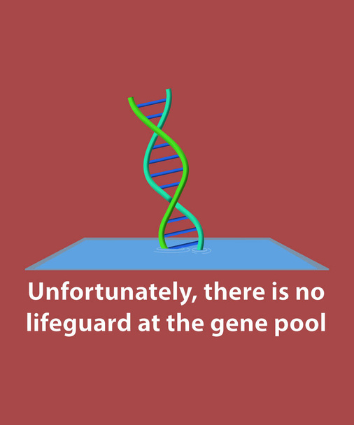 Μια αλυσίδα DNA εμφανίζεται σε μια πισίνα με το κείμενο: Δυστυχώς, δεν υπάρχει ζωογόνος δύναμη στη δεξαμενή γονιδίων. - Φωτογραφία, εικόνα